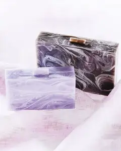 Moda cinza resina epóxi acrílico bolsa fornecedor caixa de acrílico transparente saco de noite embreagem acrílico branco bolsa feminina 2024