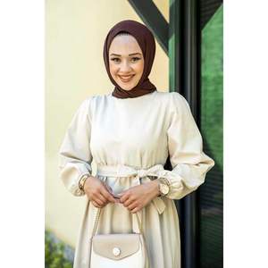 Terikoton Hijab Robe avec détail froncé Modeste Modeste Accent de pierre - Product Image 4