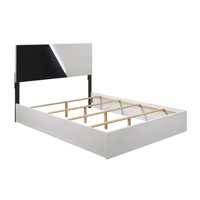 Ensemble de meubles de chambre à coucher en bois d'ingénierie moderne blanc et noir avec lit led king size