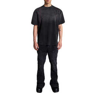 Camiseta deportiva desgastada de moda para hombre, ropa de calle cómoda, camiseta de estilo a la moda - Product Image 4