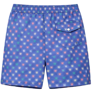 Shorts de bain recyclés pour hommes, imprimé étoile de mer multicolore, séchage rapide, avec taille élastique et poches à cordon - Product Image 2