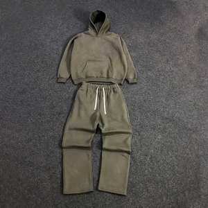 Fabricación de Sudadera con Capucha y Pantalones Deportivos de Algodón 100% de Alta Calidad, Chándal Holgado para Hombre - Product Image 1