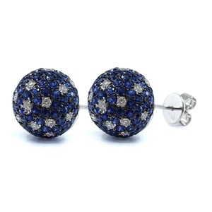 Livraison Rapide, Haute Qualité, Boucles d'Oreilles Clous Classiques en Or Blanc 18 carats avec Saphir Bleu Taille Brillant, Idéales pour Mariage et Cadeau - Product Image 1
