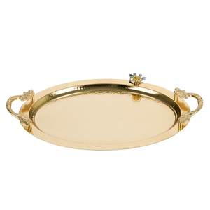 Trending Design Plaqué Or Laiton Maille Plateau De Service Forme Ovale pour Table Ramadan Fruits Secs Dates Plateaux De Service - Product Image 6