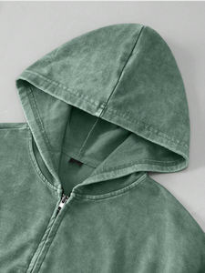 Custom Made 100% algodón Heavyweight Vintage Zip up Acid Wash Pullover Hoodies Custom Distressed Logo Sudaderas transpirables para hombres - Product Image 3