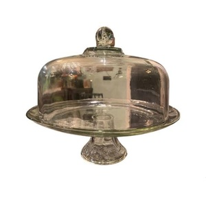 Crystal Diamond Decorative Cake Server Stand With Designer <b>Glass</b> <b>Dome</b> Nickel Finishing Metal Cake Serving Stand - Product Image 4