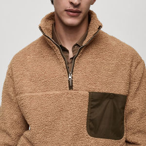 Winter Warm <b>Sherpa</b> Quarter Zip <b>Jackets</b> Fleece Long Sleeve <b>Jackets</b> With Chest Pockets - Product Image 4