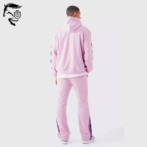 Pull à capuche surdimensionné à épaules tombantes avec pantalon empilé en coton et survêtement sérigraphié de haute qualité pour hommes - Product Image 5