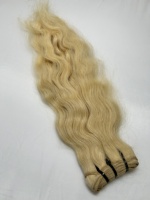 Qualité supérieure # Lot de mèches de cheveux humains indiens blonds 613, double trame, 100 % vierges Remy, cuticules alignées, simple trame, couleur naturelle
