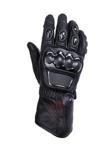 ถุงมือแข่งรถหนังวัวพร้อมซับในนุ่มสีดำล้วน - Product Image 5