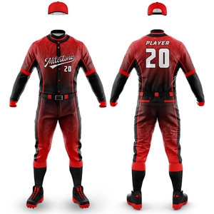 Ensemble uniforme de baseball personnalisé OEM en jersey doux et pantalon assorti, respirant, grande taille, séchage rapide pour adultes, techniques d'impression - Product Image 1
