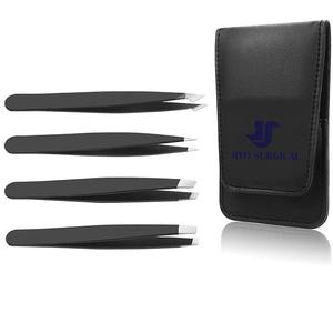Juego profesional de 4 pinzas para pestañas de acero inoxidable con punta puntiaguda, herramientas de belleza para depilación de cejas, Etiqueta Privada - Product Image 1