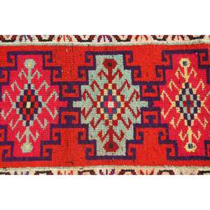 Alfombra Turca de Pasillo 2.8x11.2 pies (86x340 cm), Alfombra Vintage Roja con Puntos - Product Image 5