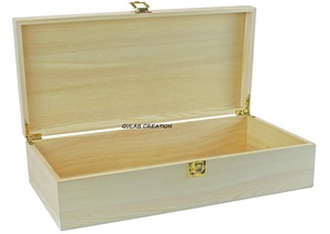 Caja de vino de madera hecha a mano con tapa con bisagras, elegante solución de almacenamiento de una sola botella y embalaje de regalo - Product Image 3