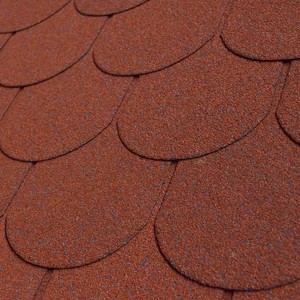 Bardeaux de toiture ronds en bitume rouge, tuiles circulaires en bitume en forme d'écailles de poisson - Product Image 1