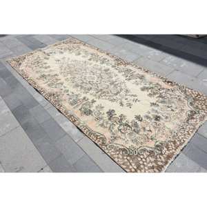 Alfombra de lana clásica Beige marrón de 4,5x9,5 pies, diseño de retazos turco, pila mediana ecológica para comedor, respaldo de látex - Product Image 2