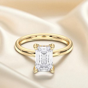 Coussin et coupe ronde 2.50 carats E-F/VVS-VS Moissanite diamant Prong Set solitaire bague de fiançailles en or massif pour les femmes - Product Image 2