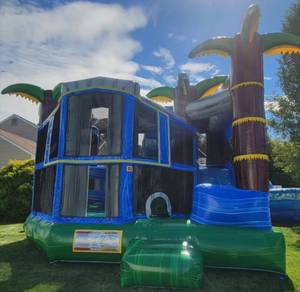Gran Castillo Inflable Blanco de PVC Barato para Niños con Tobogán, Piscina y Piscina de Pelotas - Product Image 2