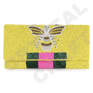 <b>Pink</b> <b>and</b> <b>Orange</b> Custom Beaded Party <b>Clutch</b> Evening <b>Bag</b> Designer Ladies Shoulder <b>Bags</b> Luxury Purses <b>and</b> Handbags Parties - Product Image 4