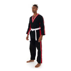 Black and <b>Red</b> Wrestling Uniform Martial Arts Gi Set Contrast Trim Cotton Stretch Lightweight Training Kimono Suit for Men <b>Women</b> - Product Image 1