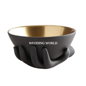 Tazón de Chocolate Dorado y Negro, Redondo, Decorativo, de Diseño, Tazón de Dulces, Tazón de Chocolate de Metal Elegante, Gran Venta - Product Image 1