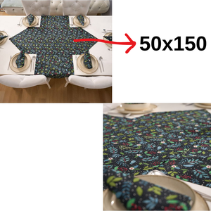 Elegante Juego de Mesa de Comedor de Algodón con Diseño Tradicional de 7 Piezas y Patrón Floral, Incluye 6 Manteles Individuales y 1 Camino de Mesa Triangular para Uso Doméstico - Product Image 4