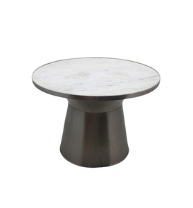 Nouveau meuble décoratif Table d'appoint ronde en fer et en marbre Table basse au design de luxe blanc pour salon chambre à coucher à la main - Product Image 6