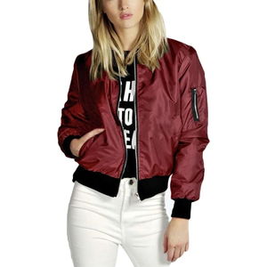 Chaqueta Bomber de Invierno para Mujer, Personalizada y Profesional, Último Diseño, Color Sólido, Elegante, Satinada, de Secado Rápido, Resistente al Viento, con Bolsillos con Cremallera - Product Image 4
