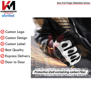 Gants de moto en cuir pour hommes, qualité supérieure, antidérapants, protection des jointures, doigts complets, équipement de conduite, vente en gros - Product Image 5