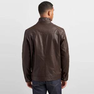 Chaqueta de cuero marrón estilo motorista para hombre, chaqueta clásica de motocicleta desgastada con cuero de primera calidad, perfecta para ropa informal - Product Image 4