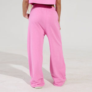 Pantalon de jogging en molleton de coton pour femme avec strass, coupe ample, style vintage délavé à l'acide, streetwear tendance, fournisseur OEM, logo personnalisé - Product Image 4