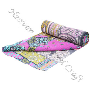 Antique <b>Kantha</b> <b>Quilts</b> Indian Reversible Hand Stitched Heavy Throw Old Sari Blanket Patch Work Heavy 3 to 7 Layer <b>Kantha</b> <b>Quilt</b> - Product Image 5
