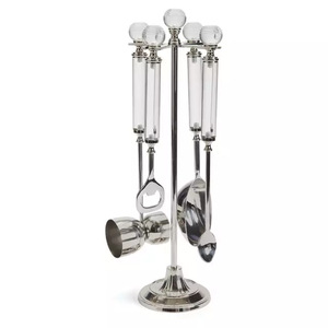 Brass Tools Handle Stand Brass Wooden Base Luxury Bar Ware Tools Set Bar Accessories - Product Image 3