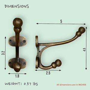 Ganchos de pared de Hierro y Latón antiguo hechos a mano para puerta de baño, ganchos decorativos para abrigos, sombreros, perchas para toallas para ropa, aluminio duradero - Product Image 2