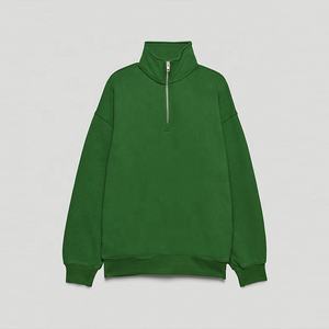 Sweat-shirt à col cheminée en coton 100% avec logo personnalisé en gros OEM, manches longues, fermeture éclair sur le devant, crop top à fermeture éclair 1/4 pour femmes - Product Image 1