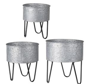 Lot de 3 supports de jardinière en fer pour pot de fleurs de jardin décoratif galvanisé finition design moderne pots de support de jardinière en métal - Product Image 4