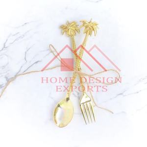Vajilla de Metal de Latón con Diseño de Palma, Juego de Cubiertos PARA EL Hogar, Hoteles y Restaurantes, Decoraciones Pastelería, Tenedor, Cuchara, Juego de Cubiertos - Product Image 6