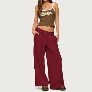 Manufacturer <strong>Baggy</strong> <strong>Trouser</strong> <strong>Women</strong> Wide Leg Open Bottom Pants Hem High Waist Breathable Eco-Friendly Windproof Cotton Blend Summer - Product Image 2