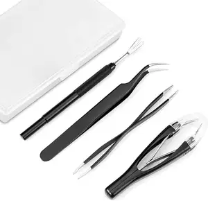 4 in 1 Tick Remover Tool Premium Stainless Steel Tweezers Tools Set for Pet Dog Cat and Human with Storage Box