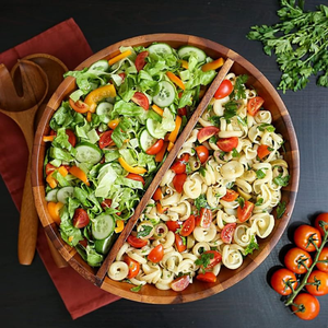 <b>Large</b> 2-Section Divided Acacia Wooden <b>Salad</b> <b>Bowl</b> for Soup Rice Smoothie for Camping Buddha <b>Bowls</b> - Product Image 5