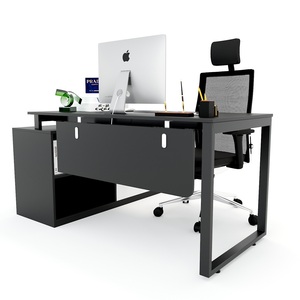 Escritorio Ejecutivo Rectangular de Lujo Contemporáneo Minimalista de 160x140cm con Gabinete de Almacenamiento y Patas de Acero, Requiere Ensamblaje, para Oficina - Product Image 5