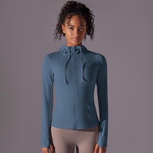 Chaqueta de entrenamiento de manga larga para gimnasio de nailon/algodón ligera personalizada para mujer, patrón sólido transpirable con cremallera, 1 pieza - Product Image 2