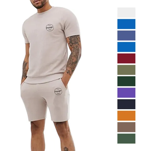 Chándal de camisa corta personalizado de alta calidad OEM para hombre, conjuntos de pantalones cortos de dos piezas deportivos de verano transpirables con diseños estampados informales - Product Image 4