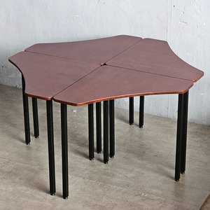 Set of 4 <b>Nesting</b> Triangular <b>Tables</b> 70x70cm Modern Design with Iron Legs Made of Rubber Wood HBLG034 - Product Image 2
