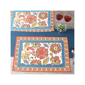 Tapis de table à manger de qualité supérieure Design floral à motifs de diamants abstraits Style de cadeaux durable Finition brodée en coton 100% - Product Image 2