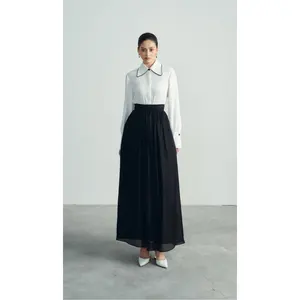 Factory Price Long Pleated Women's Skirts With Belt Black And Brown JACK MAXI SKIRT High Quality Cupro Fabric WHITEANT Vietnam