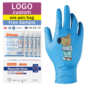 Guantes de Examen de Nitrilo Desechables Azules con Empaque Individual, Logotipo Personalizado, Guantes Médicos No Estériles para Tatuajes, Belleza, Laboratorio, Comercio Electrónico - Product Image 1