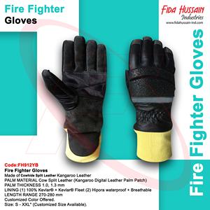 Fida Hussain Industries Guante de bombero de la mejor calidad Cuero de vaca dividido con guantes de cuero de humedad Barer de Pakistán - Product Image 5