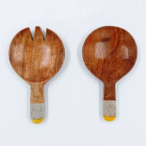 Juego de Cubiertos para Servir Ensaladas Mirha International, Talla S, con 2 Espátulas, Madera Natural, Utensilios Hechos a Mano Sostenibles - Product Image 2