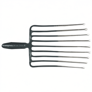 Horquilla para piedras Krumpholz de 9 dientes, 330 mm de longitud, con muelle, de acero lacado en rojo y plateado, herramienta manual de jardín sin mango - Product Image 3